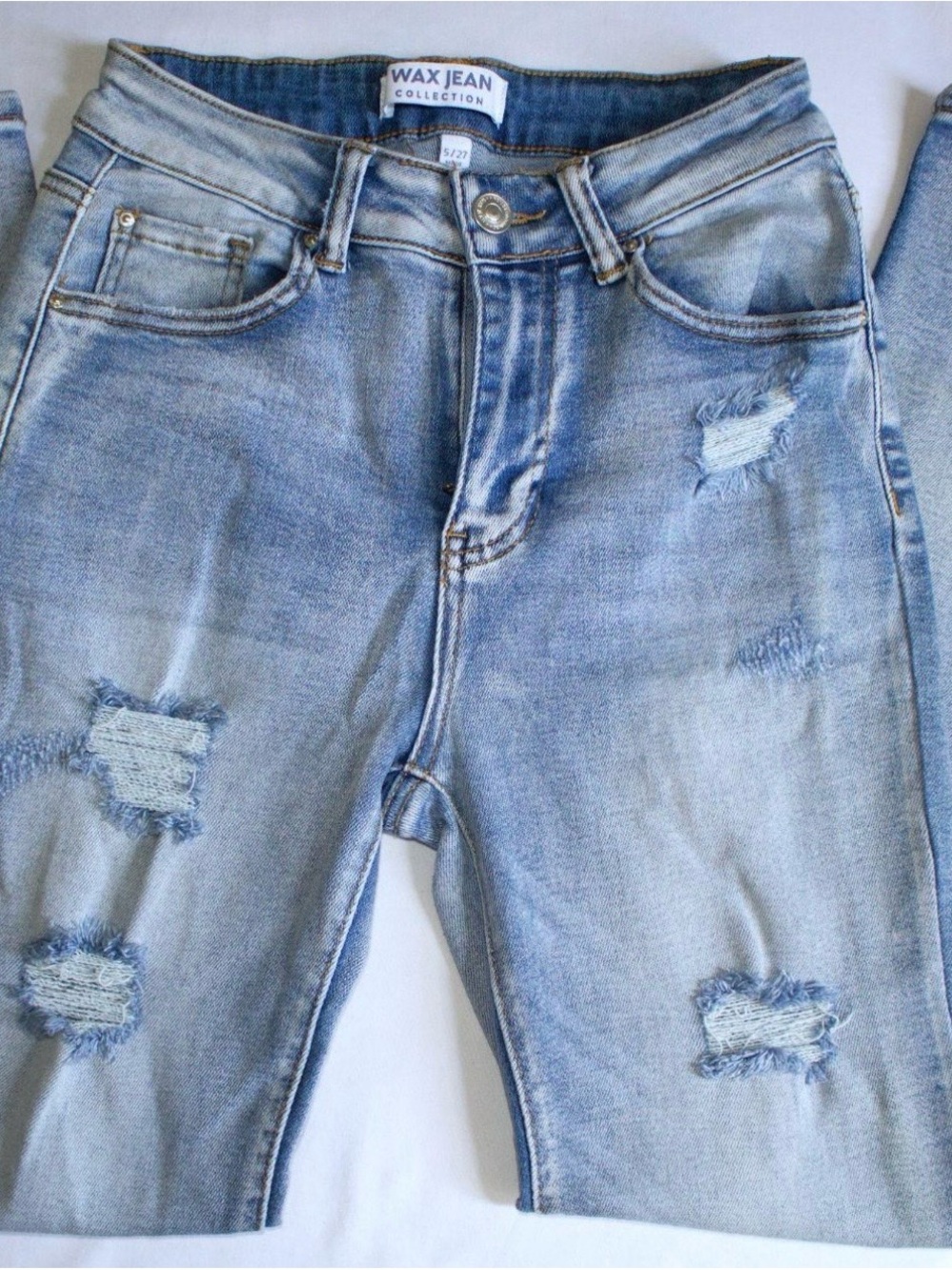 Wax Jean Light Blue Skinny Distressed Jeans